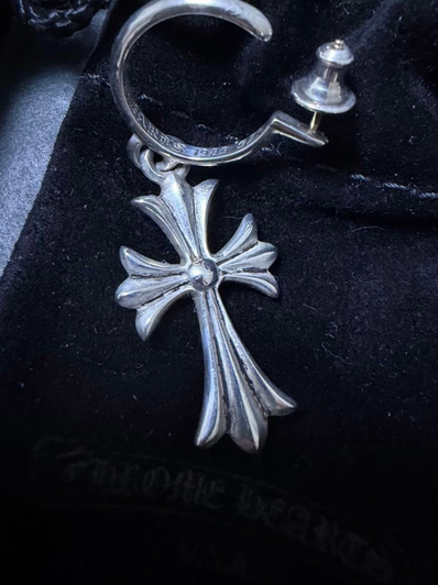 Chrome Hearts Tiny CH Cross Hoop Earrings "Silver"