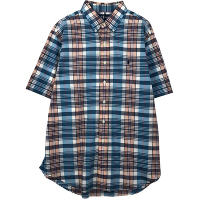 古着 ラルフローレン Ralph Lauren CLASSIC FIT 半袖 ボタンダウン チェックシャツ メンズXL相当/eaa643923