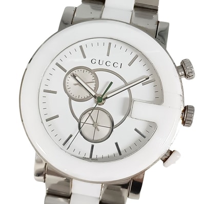 GUCCI グッチ 101Mクロノグラフ SS セラミック クォーツ メンズ 腕時計 C1105