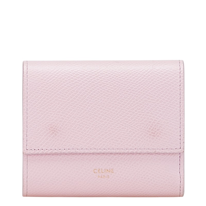 セリーヌ スモールトリフォールド 三つ折り財布 ピンク レザー レディース CELINE 【中古】