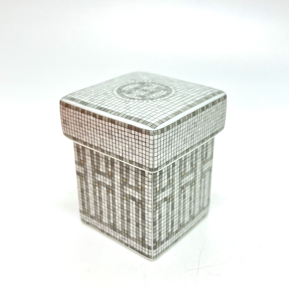 エルメス HERMES シュガーポット ボックス 〈モザイク 24〉 P026061P 陶器 保存容器 雑貨 陶器 グレー 未使用