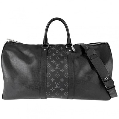 LOUIS VUITTON ルイヴィトン ボストンバッグ 2WAY ショルダーバッグ 肩掛け 斜め掛け タイガラマ キーポルバンドリエール50 トラベルバッグ 旅行バッグ M53763 ブラック 黒 シルバー金具 メンズ【中古品】