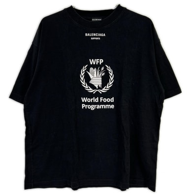 バレンシアガ 18年 541784 ブラック WFP プリント Tシャツ S