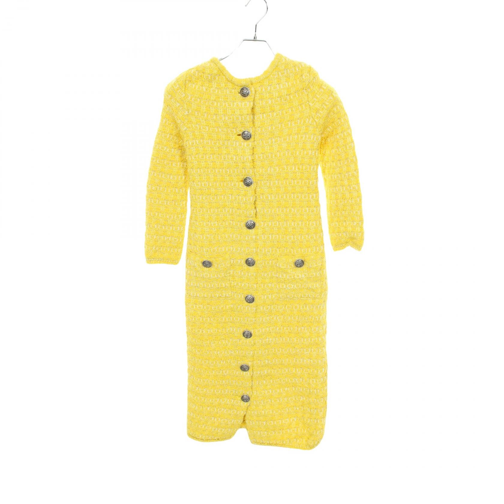 バレンシアガ BALENCIAGA ツイード ワンピース 衣料品 トップス ウール ナイロン アルパカ レディース イエロー系 【中古】