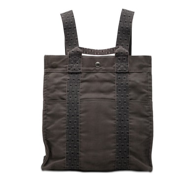エルメス エールライン アドMM リュックサック 2WAY ハンドバッグ グレー キャンバス レディース HERMES 【中古】