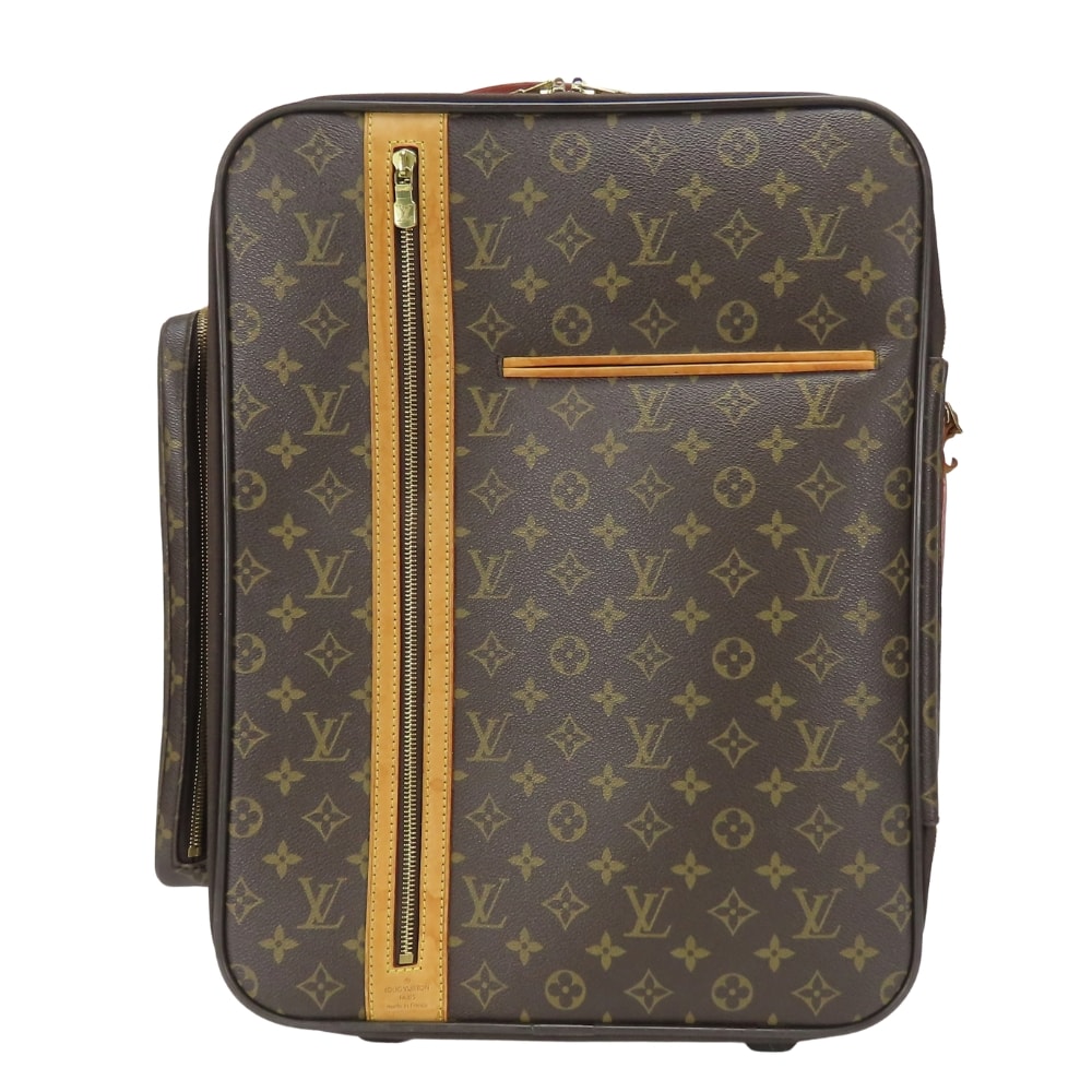 【中古】 ルイ・ヴィトン キャリーバッグ トロリー・ボスフォール50 M23259 モノグラム ヌメ革 ブラウン トランク レディース メンズ LOUIS VUITTON