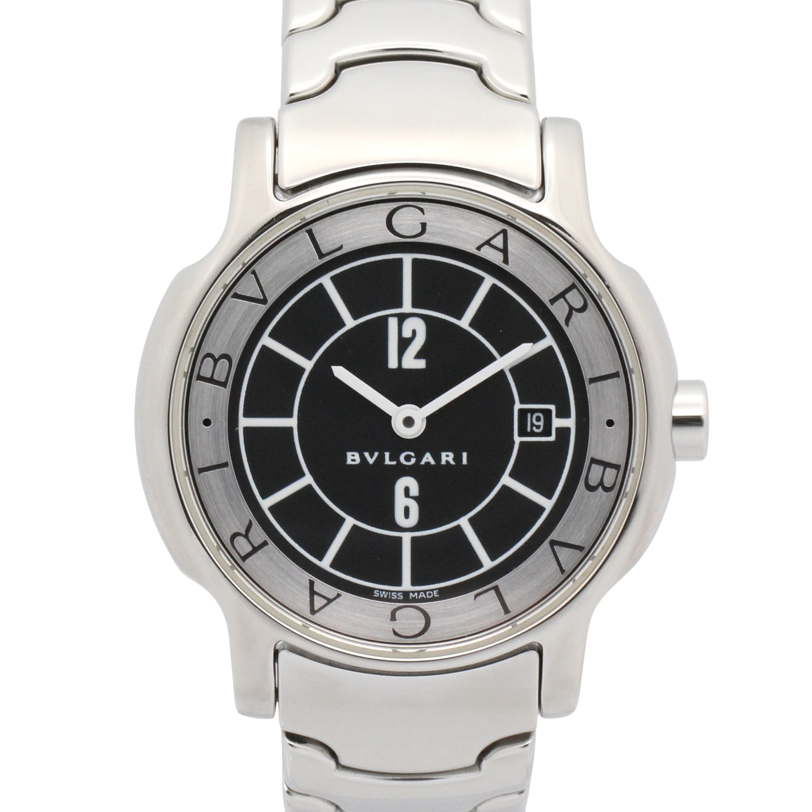 ブルガリ BVLGARI ソロテンポ 腕時計 時計 ステンレススチール レディース ブラック系 ST29S 【中古】