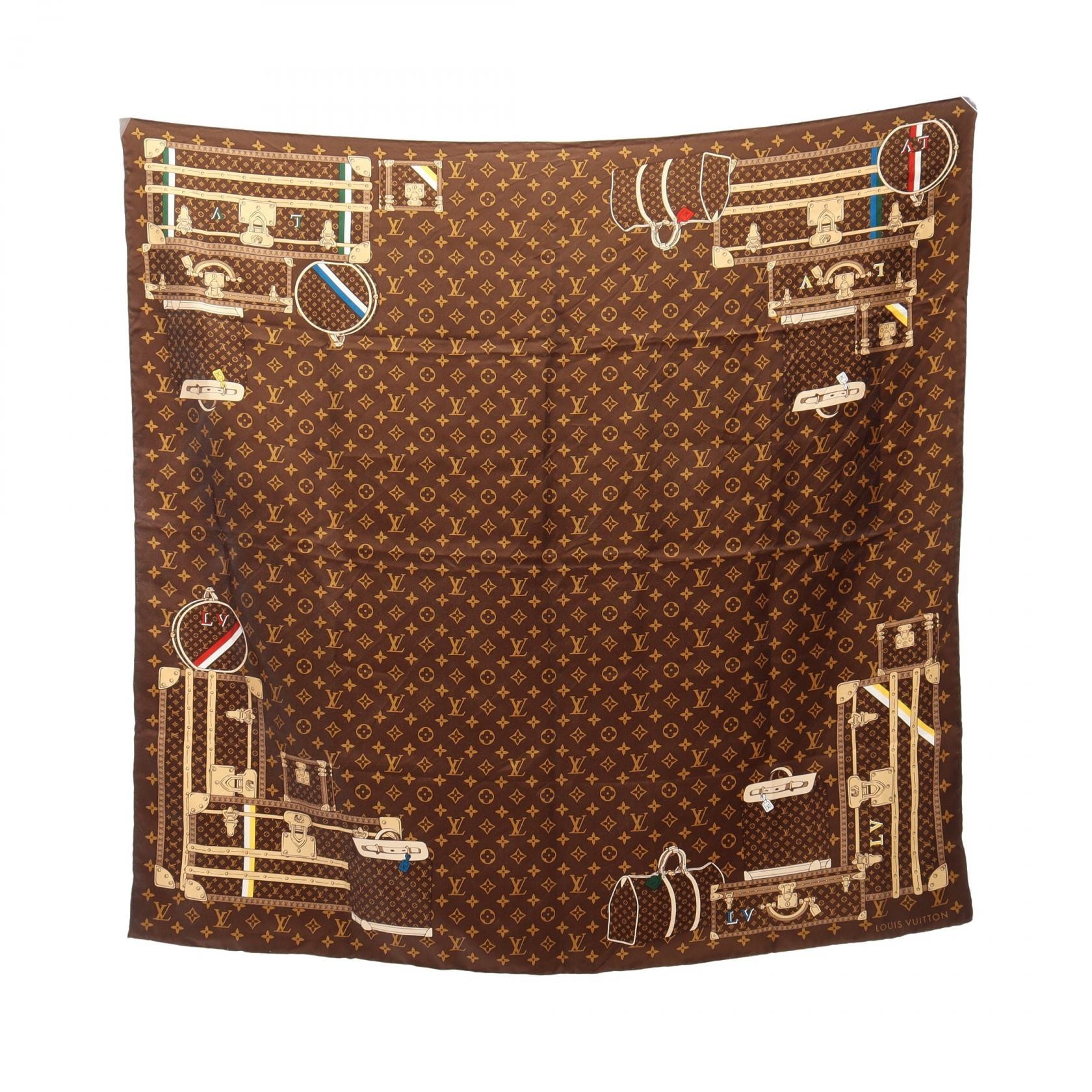 ルイ・ヴィトン LOUIS VUITTON カレ モノグラム トランクス マロン スカーフ 衣料品 シルク レディース ブラウン系 / マルチカラー M72233 【中古】