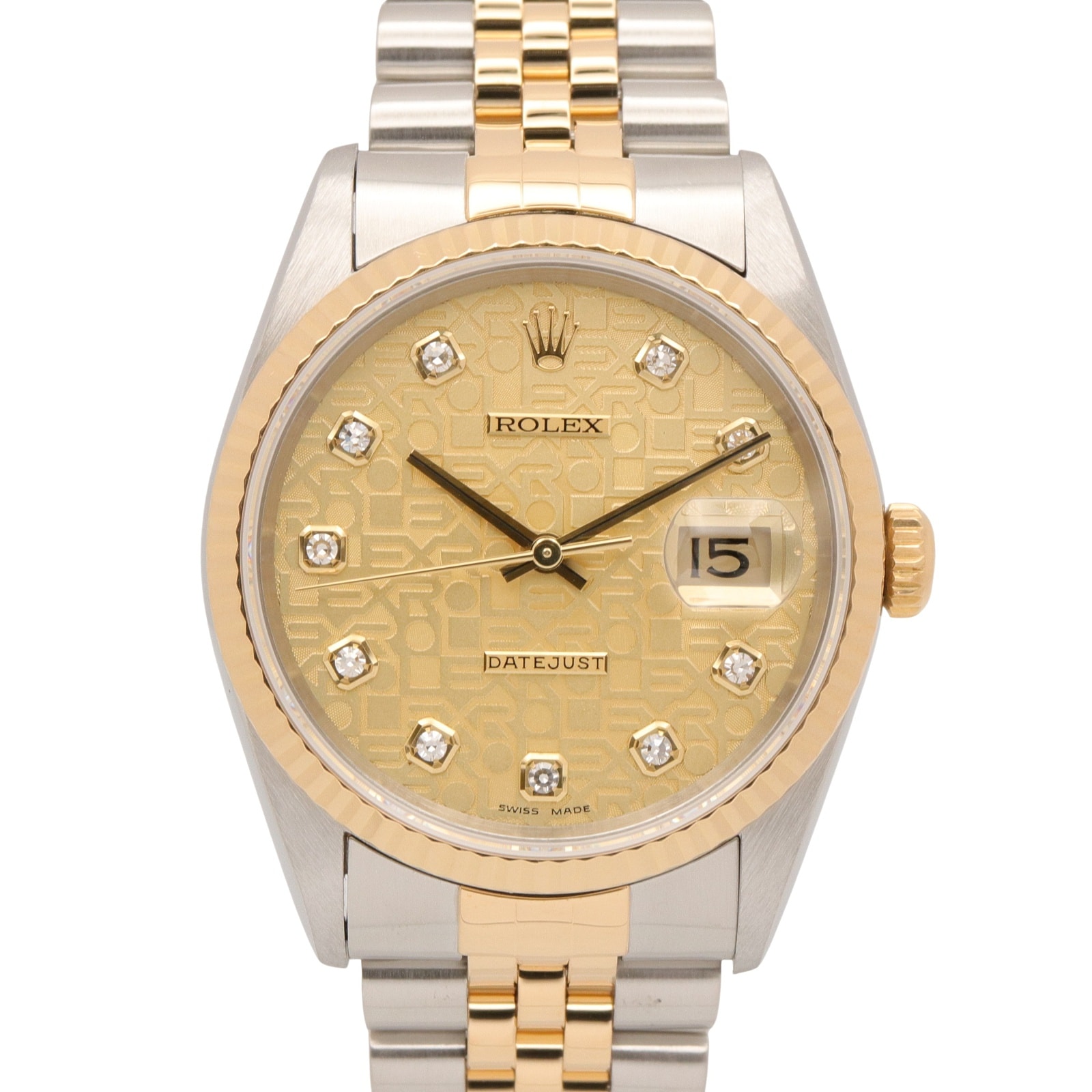 ロレックス ROLEX デイトジャスト 10Pダイヤ W番 腕時計 時計 K18(イエローゴールド) ステンレススチール ダイヤモンド メンズ ゴールド系 シャンパン/コンピューター/新ダイヤ 16233G 【中古】