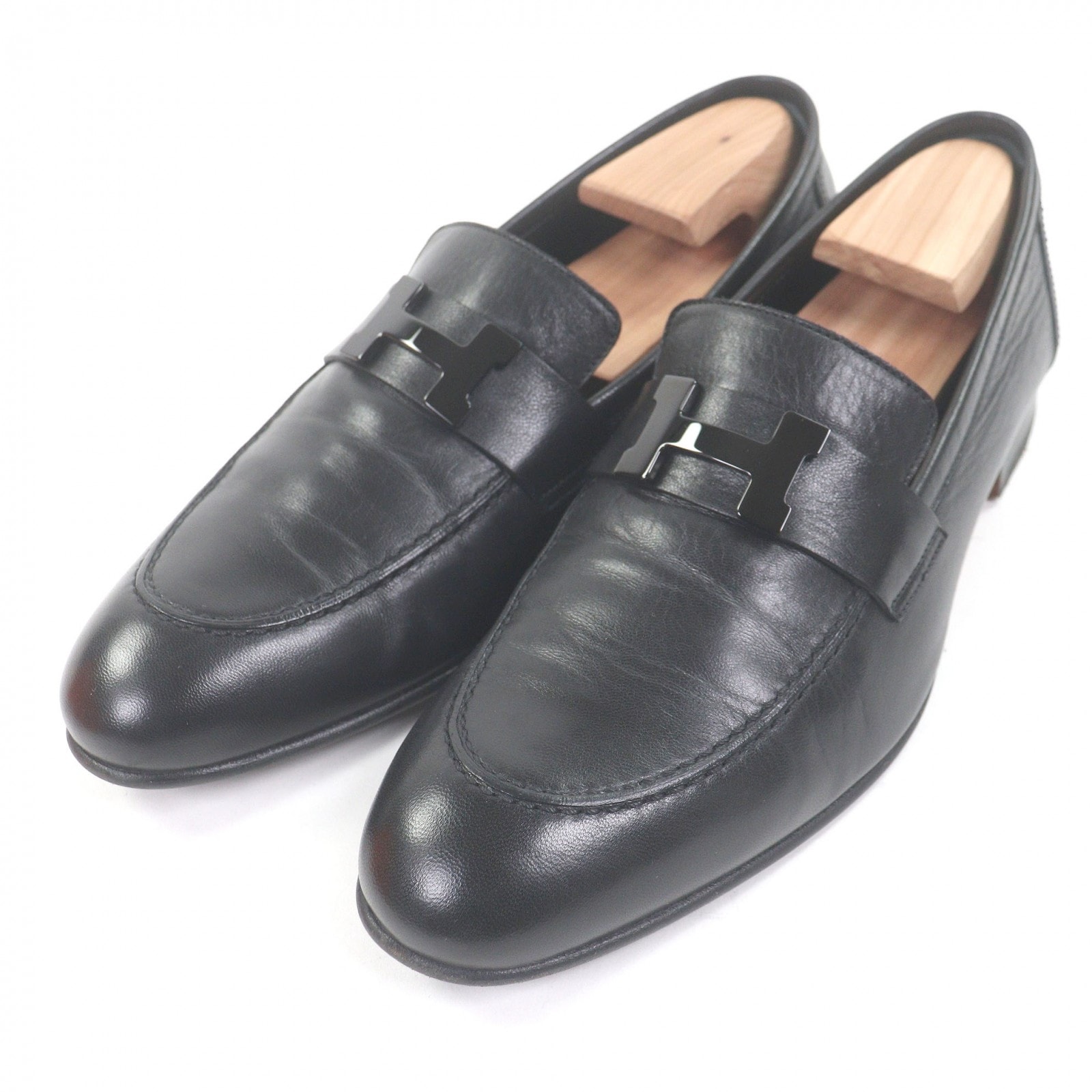 美品 エルメス ローファー ブラック メンズ 41