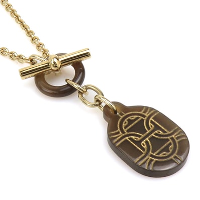エルメス HERMES ネックレス シェーヌダンクル メタル/バッファローホーン ゴールド/ブラウン ユニセックス【中古】 e61307g