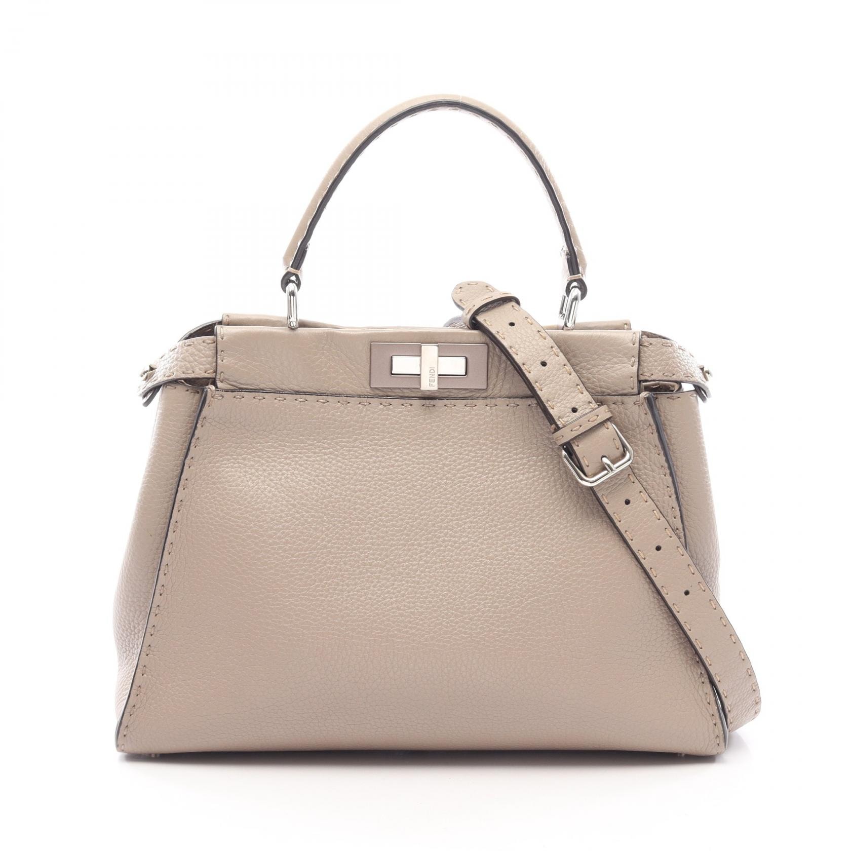フェンディ FENDI ピーカブー レギュラー 2WAY ハンドバッグ バッグ レザー レディース ベージュ系 【中古】