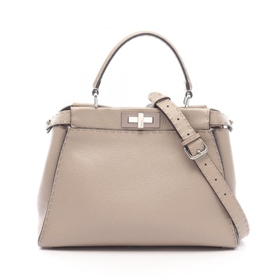 フェンディ FENDI ピーカブー レギュラー 2WAY ハンドバッグ バッグ レザー レディース ベージュ系 【中古】