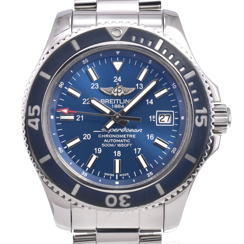 ブライトリング BREITLING A17365 スーパーオーシャンII 42 ブルー 自動巻き メンズ 良品 保証書付き 腕時計 O#151321
