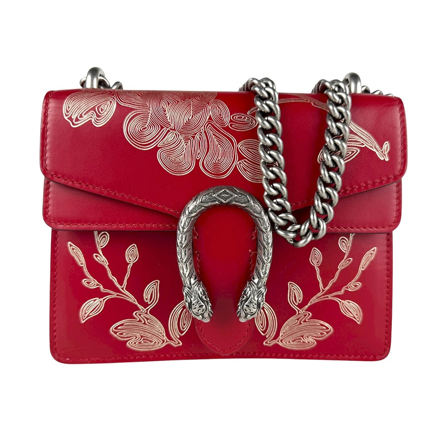 グッチ GUCCI ショルダーバッグ ディオニュソス レザー レッド レディース 421970【中古】 z7545