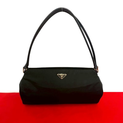 PRADA プラダ 三角ロゴ 金具 ナイロン レザー トートバッグ ブラック
46235