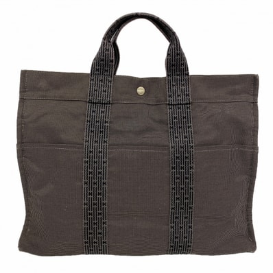 【6fb2283-k】エルメス トートバッグ エールラインMM キャンバス グレー シルバー金具【中古】メンズ レディース ユニセックス