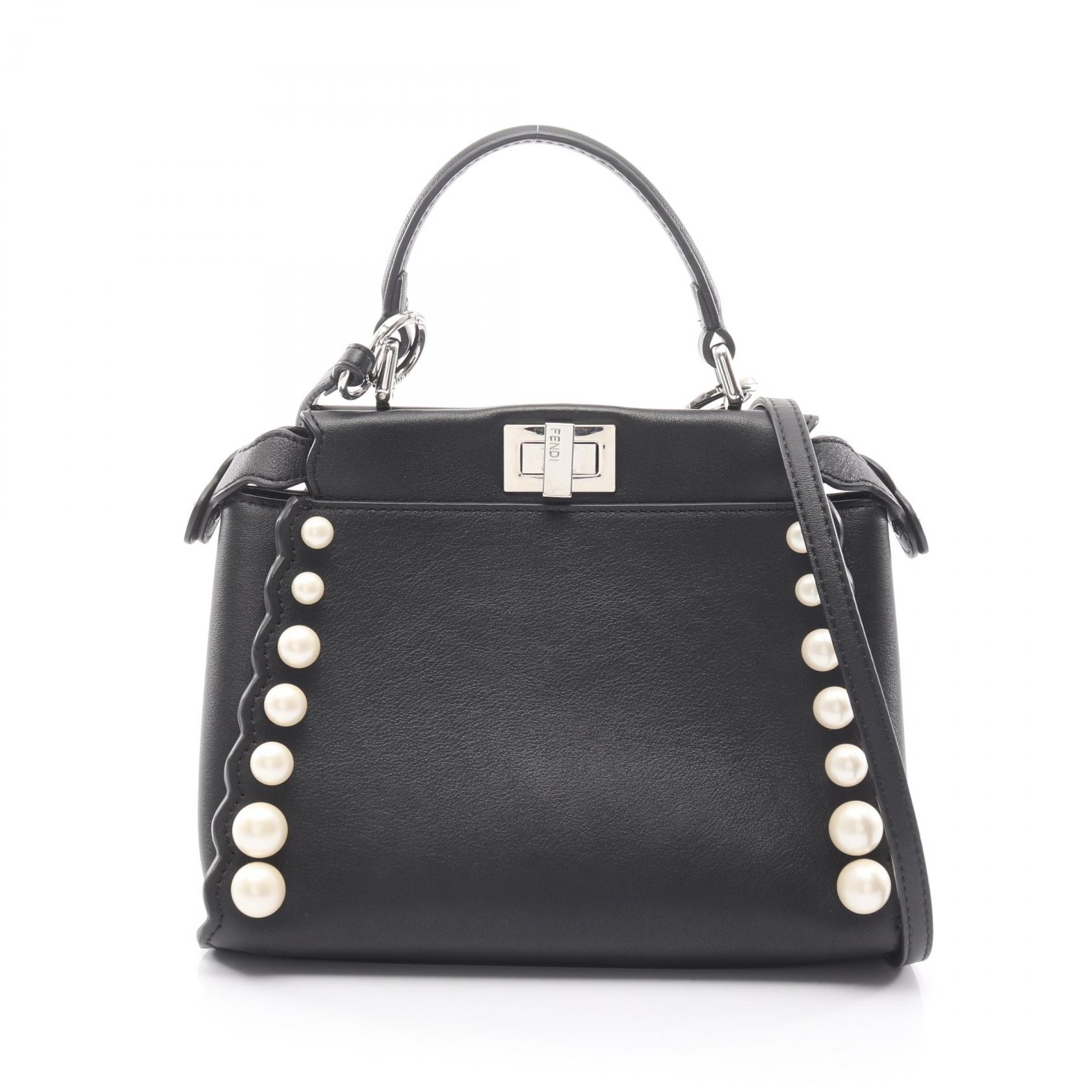 フェンディ FENDI ミニピーカブー ハンドバッグ バッグ レザー レディース ブラック系 8BN244 A1F7 F0GXN 【中古】