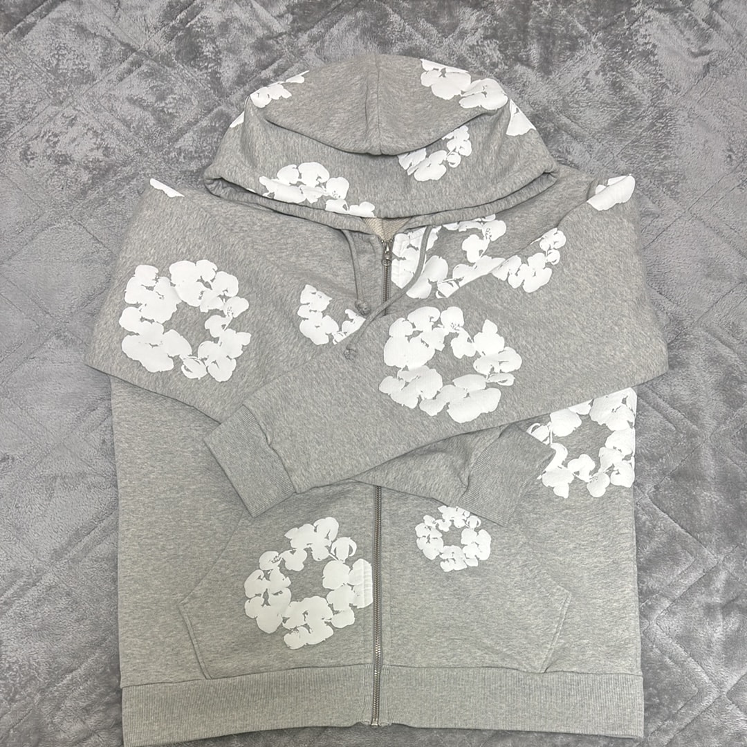 DENIM TEARS Cotton Wreath Zip Hoodie "Grey"