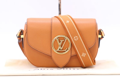 美品 LOUIS VUITTON ルイ・ヴィトン カーフレザー ポンヌフソフトMM M58968 ショルダーバッグ ブラウン クリーム キャラメル レザー カーフレザー レディース