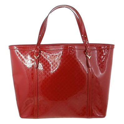 GUCCI グッチ マイクログッチ シマ ニーチェ トートバッグ 309613 パテントレザー レッド レディース【中古】