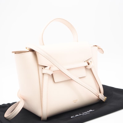 美品 CELINE セリーヌ カーフスキン ナノ ベルトバッグ 189003ZVA 2wayハンドバッグ ピンク カーフレザー レディース