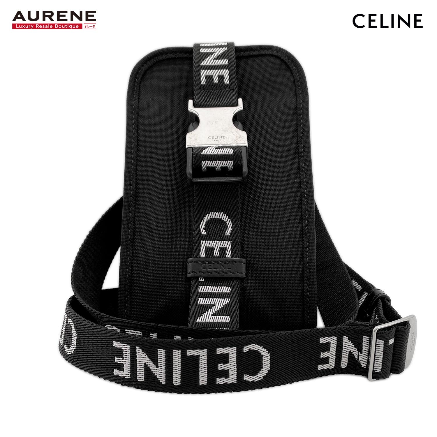 CELINE セリーヌ ショルダーバッグ ロゴ トレッキング モバイル ポーチ 10J212DVN.38SI ナイロン ブラック ユニセックス
【中古】