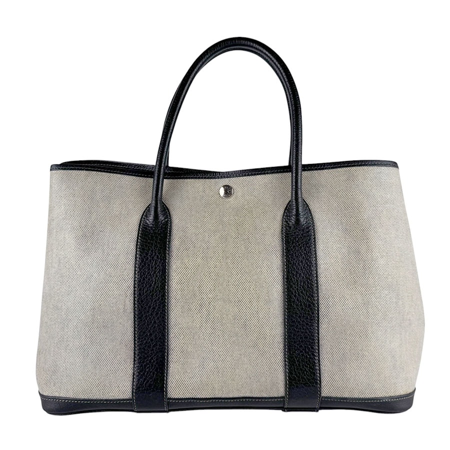 エルメス HERMES ハンドバッグ ガーデンパーティPM 36 トワルアッシュ/ブッフル ブラック/グレー ユニセックス【中古】 z10554