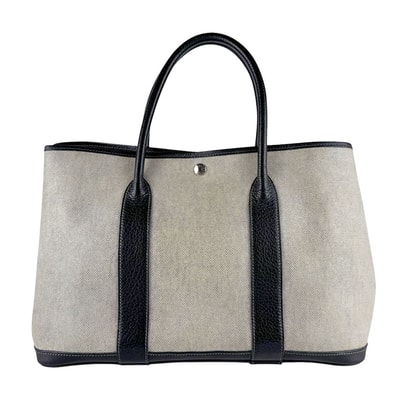 エルメス HERMES ハンドバッグ ガーデンパーティPM 36 トワルアッシュ/ブッフル ブラック/グレー ユニセックス【中古】 z10554