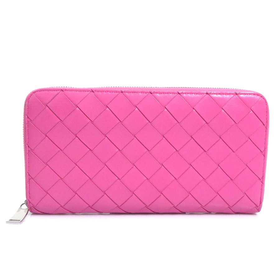 ボッテガヴェネタ BOTTEGAVENETA ラウンドファスナー長財布 レザー ピンク レディース【中古】 h32320a