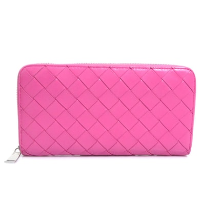 ボッテガヴェネタ BOTTEGAVENETA ラウンドファスナー長財布 レザー ピンク レディース【中古】 h32320a