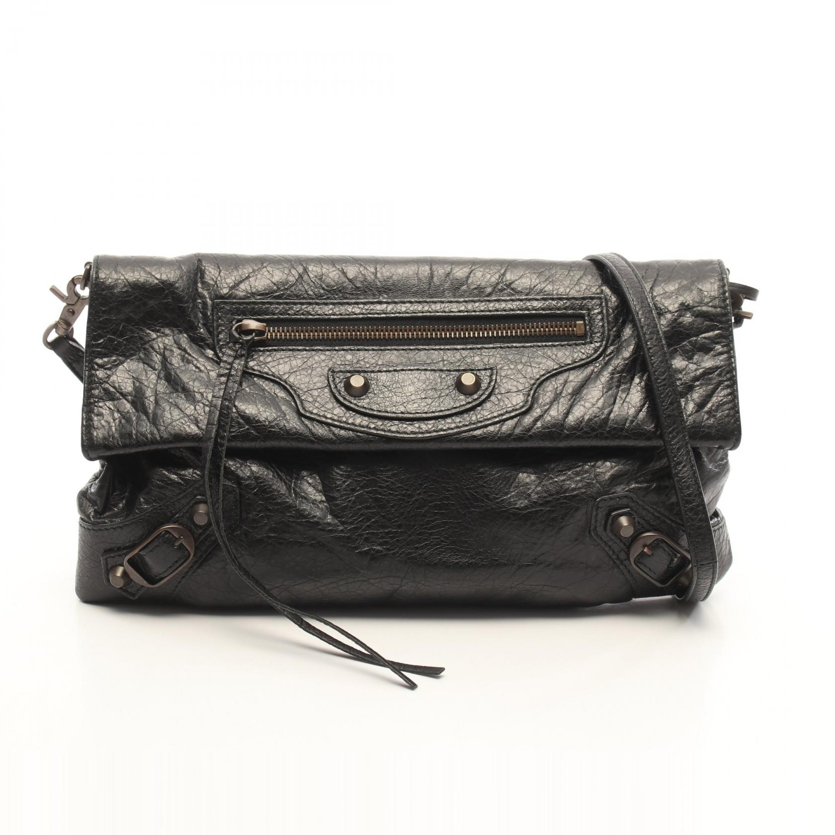 バレンシアガ BALENCIAGA クラシック エンベロープ ショルダーバッグ バッグ レザー レディース ブラック系 319376 【中古】