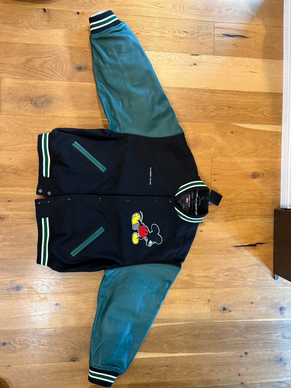 Supreme x Number (N)ine x Mickey Mouse Varsity Jacket "Black"