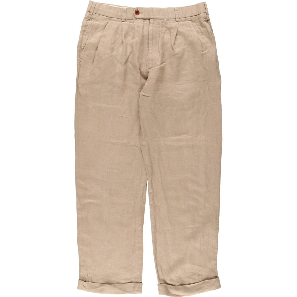 古着 ブルックスブラザーズ Brooks Brothers IRISH LINEN ツータック リネンパンツ スラックス メンズw32相当/eaa537870