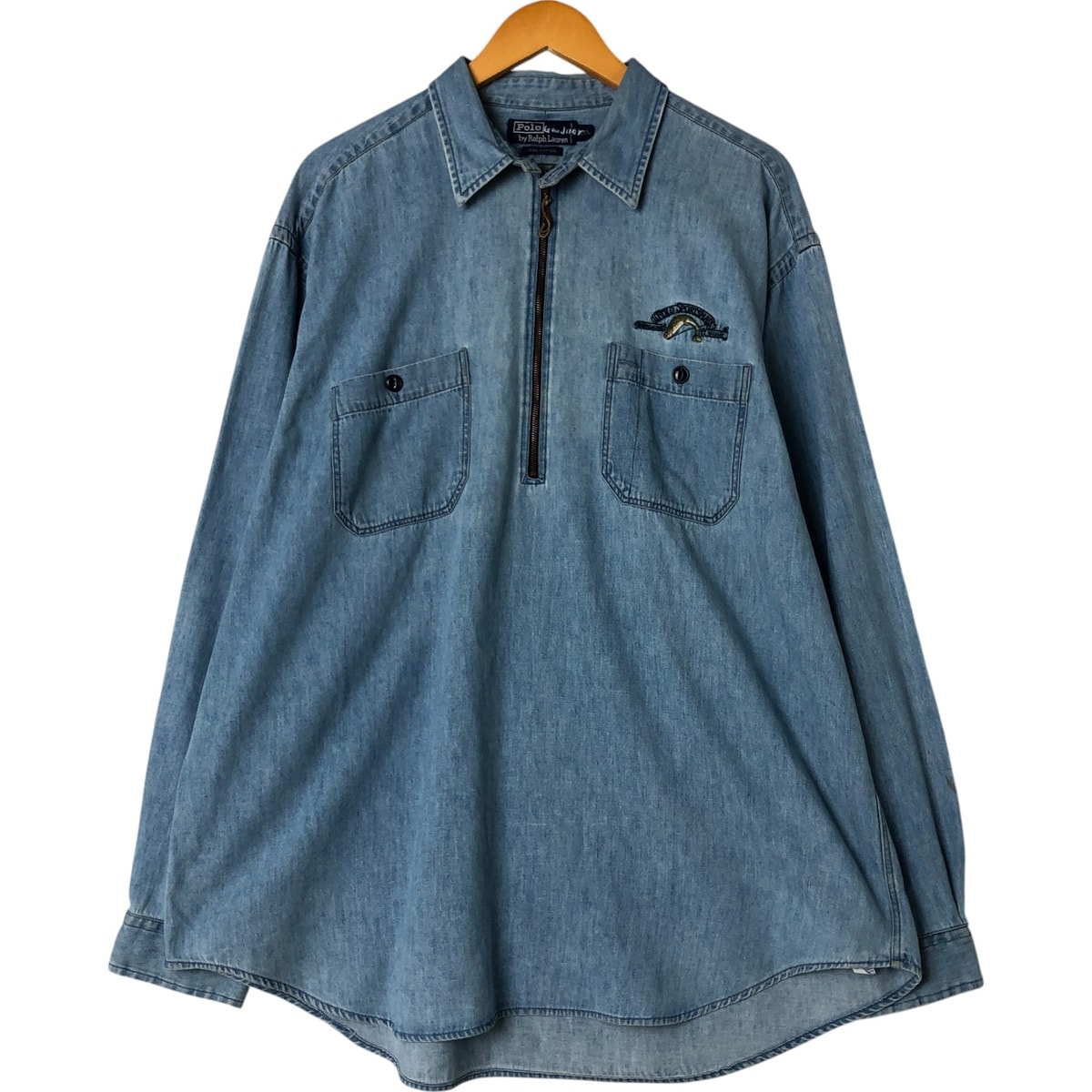 古着 ラルフローレン Ralph Lauren POLO by Ralph Lauren ハーフジップ プルオーバー 長袖 デニムシャツ メンズXXL相当/eaa550405
