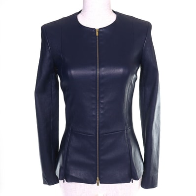 極美品 ザロウ ノーカラージャケット Anasta アナステ ネイビー 0