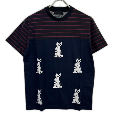 プラダ UJN330 バニーデジタルプリント トライアングルロゴ クルーネックTシャツ M