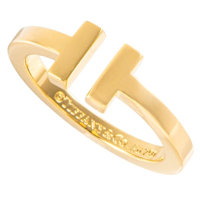 TIFFANY&Co. ティファニー ティファニーT スクエア リング 指輪 19号 K18YG ゴールド【中古】