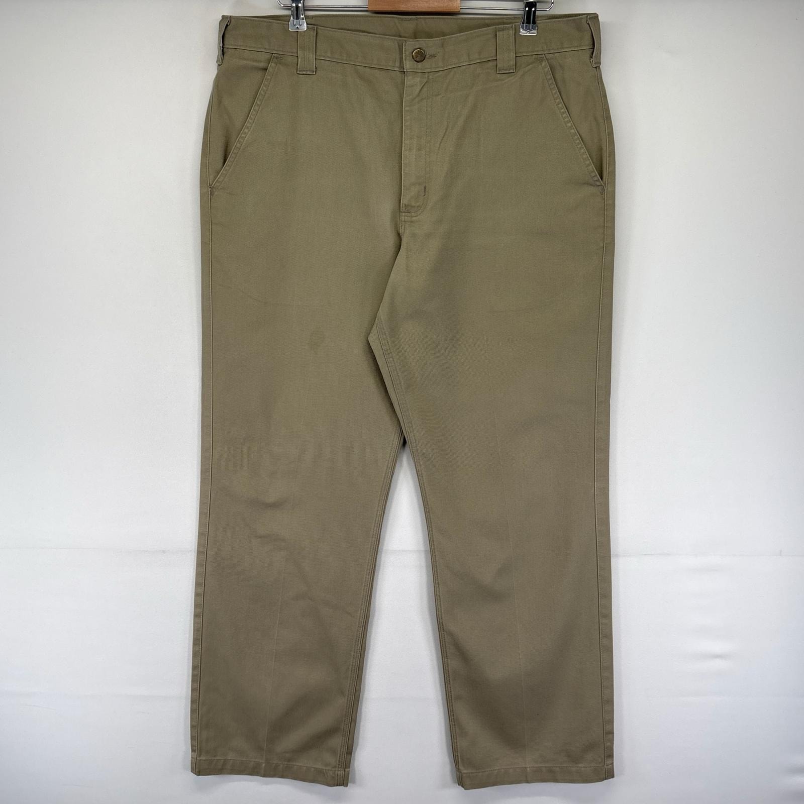 古着 カーハート Carhartt パンツ ワーク チノ ワンポイントロゴ 大きいサイズ ジッパーフライ W38 L32  ベージュ系 メンズ