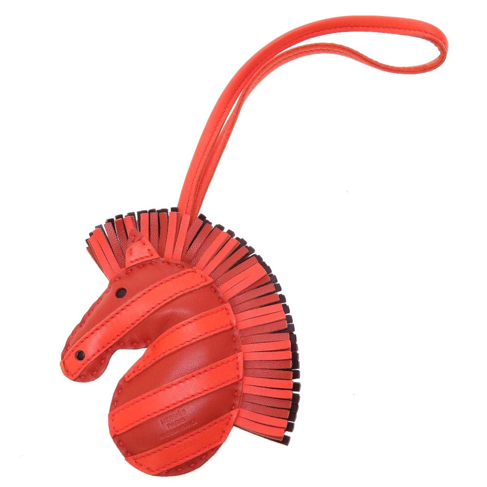 エルメス  ジージーサバンナ  バッグチャーム レザー  オレンジ