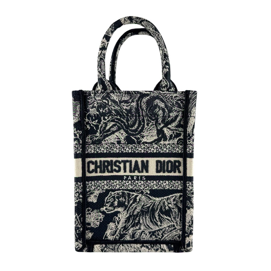 クリスチャンディオール Christian Dior ハンドバッグ ショルダーバッグ ブックトート バーティカルバッグ ミニ キャンバス ブラック系 レディース【中古】 z10234
