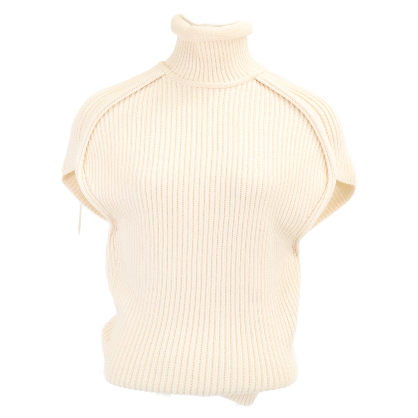 ルイヴィトン 【美品/国内正規/25年製】RW251WW QJB FSKW05 LVロゴレザーパッチ リブニット ハイネック 半袖セーター XS