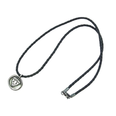 GUCCI グッチ ネックレス クレストコイン レザー ネックレス ブラック系 シルバー系【中古】