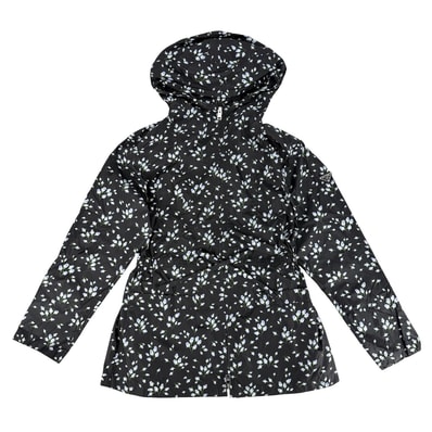 PRADA プラダ ジャケット 花柄 フード付き トライアングルロゴ アパレル 服 40 ブラック 黒 ブルー 青 シルバー金具 ナイロン レディース 春 秋【中古品】