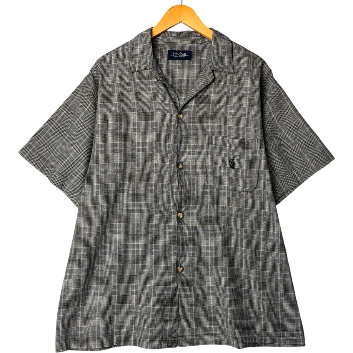 古着 ノーティカ NAUTICA SLEEPWEAR グレンチェック 半袖 オープンカラー シャツ ボックスシャツ メンズXL相当/eaa573376