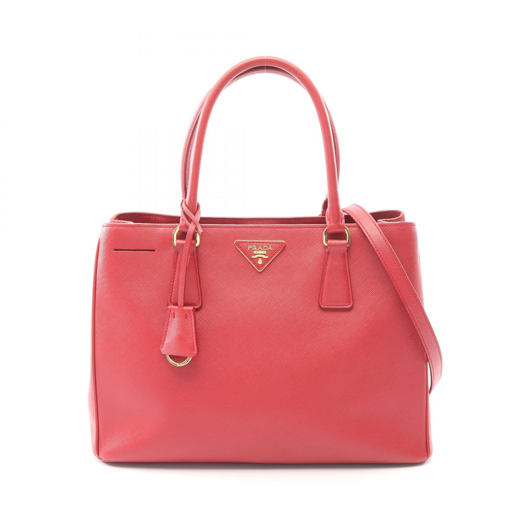 プラダ PRADA SAFFIANO LUX 2WAY ハンドバッグ バッグ レザー レディース レッド系 1BA874 【中古】