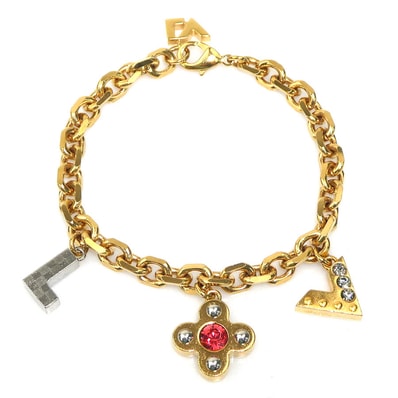 ルイ ヴィトン LOUIS VUITTON ブレスレット ブラスレ ラブレターズ チェーンブレスレット メタル ゴールド/シルバー レディース M66802【中古】 56864a