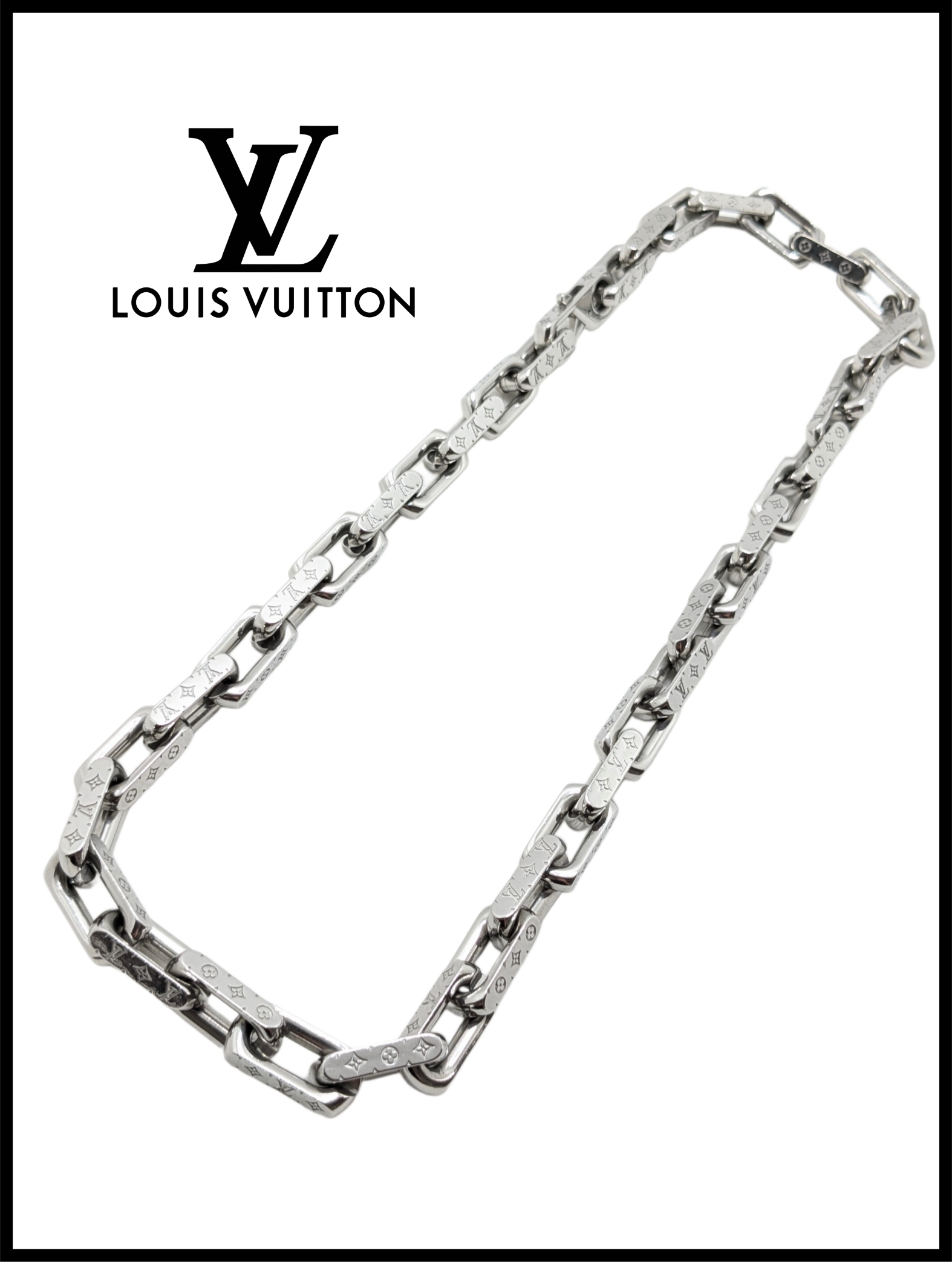 Louis Vuitton Monogram Chain Necklace "Silver"