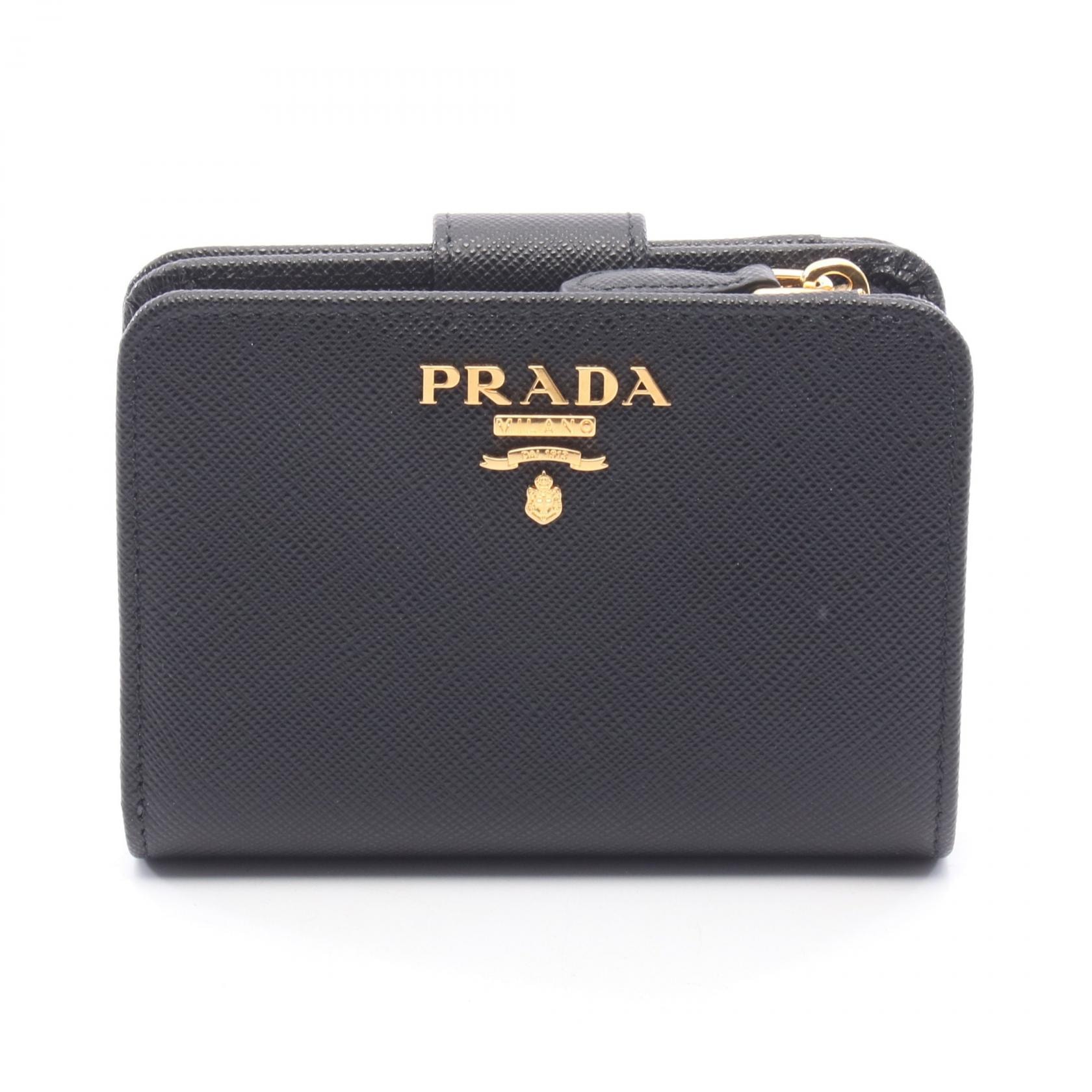 プラダ PRADA SAFFIANO METAL 二つ折り財布 財布 サフィアーノレザー レディース ブラック系 1ML018QWAF0002 【新品】