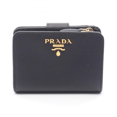 プラダ PRADA SAFFIANO METAL 二つ折り財布 財布 サフィアーノレザー レディース ブラック系 1ML018QWAF0002 【新品】